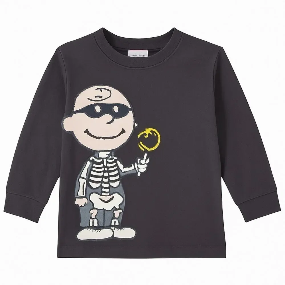 Hanna Andersson Peanuts Charlie Brown Skeleton Halloween Shirt Toddler 90cm 3T